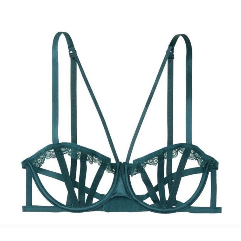 Victoria's Secret Very Sexy‎ Strappy Underwire Balconet Bra Green Sz 34C NWT
